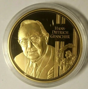 Hans-Dietrich Genscher - Zeitzeugen des 20. Jhdt - Gedenkprägung, Goldauflage - Bild 1 von 2