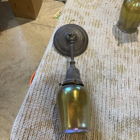 de de antique art glass pendant fixture 15 inch overall Cover