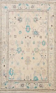 Geometric Floral Oushak Turkish Oriental Area Rug Vegetable Dye Hand-knotted 5x6