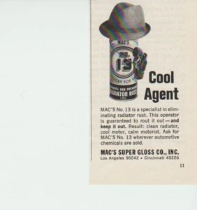 MAC's No.13 eliminates radiator rust MAC's Super Gloss Co - Print Ad 1967 A50 - Foto 1 di 1