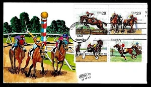 2759A 25c Stamps (1993) SPORTING HORSES FDC Hand Painted By C. W. Ray Covers !! - Picture 1 of 1