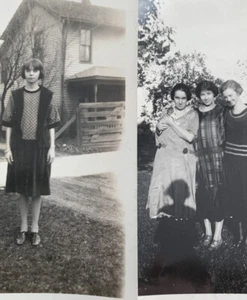 2 foto vintage Halloween ombra fantasma ragazza gotica donne gatto inquietante inquietante - Foto 1 di 8