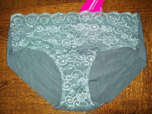 NWT COMMANDO STRETCH MICROFIBER BIKINI W LACE PANTIES BK05 GRA GRAPHITE M/L - Picture 1 of 2