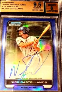 2012 Nick Castellanos  Bowman Chrome Blue Refractor Auto 9.5