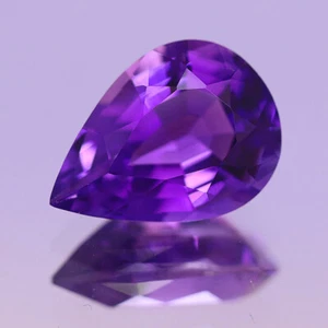 5.77cts Flawless Intense Rich Purple Natural Amethyst From Bolivia 15x11mm Pear - Picture 1 of 4