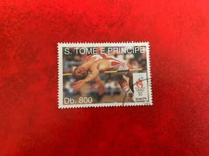SAO TOME ET PRINCIPE STP 1993 USED OLYMPIC GAMES HIGH JUMP PICK 1 - Picture 1 of 2