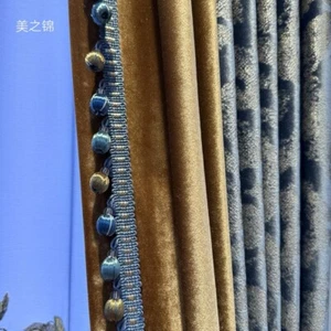 Maßgefertigter europäischer Samt blauer Stoff Verdunkelungsvorhang Tüll Volant Gardine C2063 - Bild 1 von 12