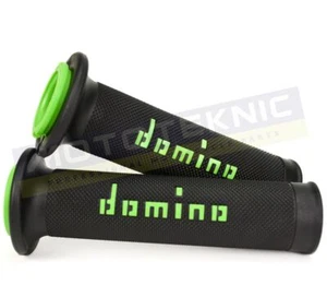 Domino Full Diamond Green & Black A010 Road Race Grips to fit Kawasaki Bikes - Picture 1 of 1