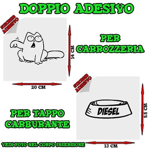 2x Sticker Adesivo Decal Gatto Cat Ciotola Diesel Rifornimento Car Auto Tuning - Imagen 1 de 1