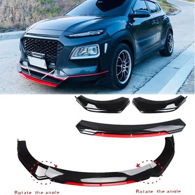 For Hyundai Kona 2018-2024 Front Bumper Lip Spoiler Splitter Body Kit Foto 1 de 4