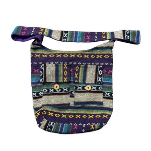 Vintage Boho gewebte Schultertasche mehrfarbig Southwest Hippie Festival Tasche - Bild 1 von 5