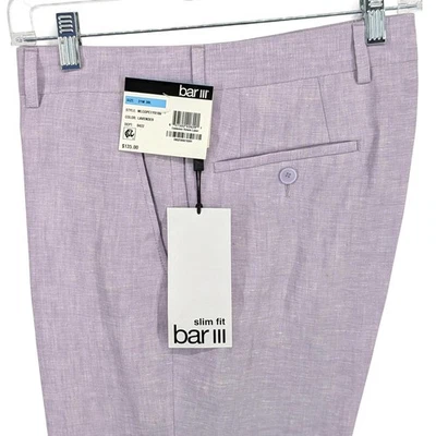 Traje de vestir Bar III para hombre ajustado 100 % lino púrpura lavanda 31 x 30 Foto 1 de 4