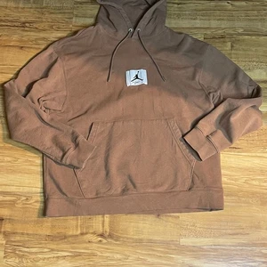 Jordan Flight Wash Fleece Hoodie Brown Sweatshirt Sz Large - Picture 1 of 4