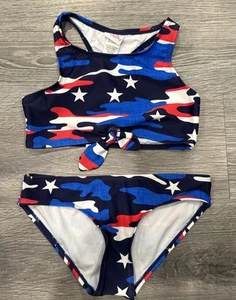 Girls' Addie UPF 50+ Beach Sport Racer Bikini 2-Piece Swimsuit American Dream - Picture 1 of 6