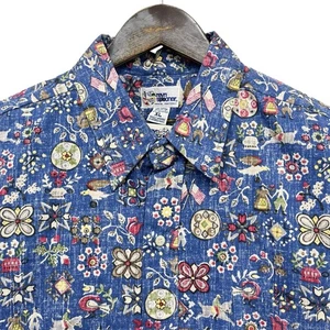 Reyn Spooner Vtg 2003 NEW Men's XL Blue Floral Horse Jockey Flag Hawaiian Shirt - Picture 1 of 6
