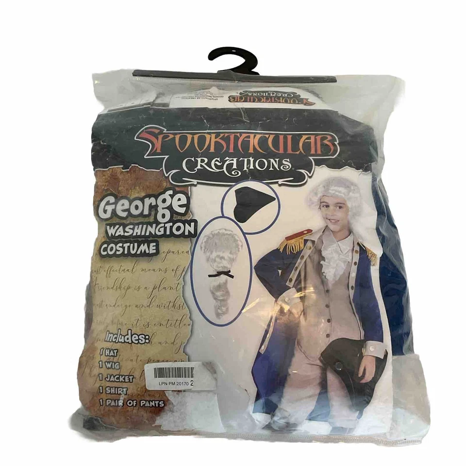 Fantasia infantil George Washington colonial Halloween luxo média M cosplay América - Imagem 1 de 4