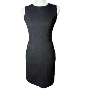 Tory Burch Black Wool Sleeveless Sheath Dress Pockets Women’s Size 0 - Picture 1 of 10