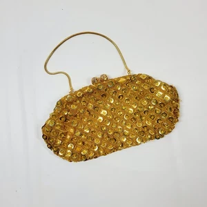 Vintage Grande Maison Blanche Abendtasche Gold Perlen Pailletten Cocktail  - Bild 1 von 15