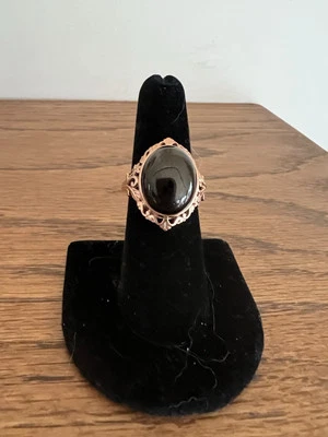 Новое антикварное медное кольцо с черным элитным шунгитом драгоценным камнем размер 7 элегантное - Изображение 1 из 4