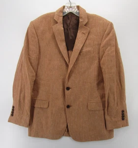 Brooks Brothers Sport Coat Men 38 S Orange Linen Blazer Regent Fit Herringbone - Picture 1 of 15
