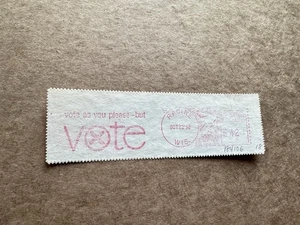 US  VOTE Thematic Meter Label (18) 1952 Vote As You Please +Racine WI +PB184106 - Picture 1 of 1