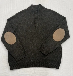 BROOKS BROTHERS Mens XL Sweater Merino Wool Cashmere Brown Speckled 1/4 Button - Picture 1 of 5