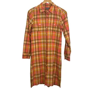 L.L. Bean Signature Größe 6 rosa Madras kariertes Camp Hemdkleid mit Knopfleiste  - Bild 1 von 6