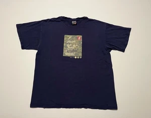 Vintage 90s FUCT BAPE Camo Parody Tee  T Shirt Navy Blue Large planet ape Skate - Picture 1 of 8