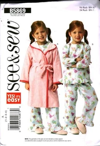 5869 Butterick Vintage Schnittmuster Mädchen Morgenmantel Gürtel Pyjama Oberteil Hose UNGESCHNITTEN 4 - Bild 1 von 2