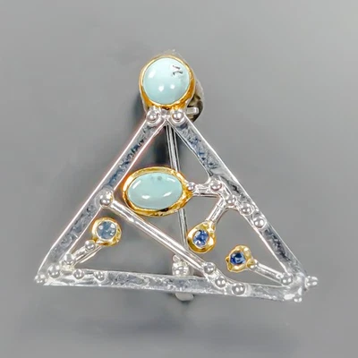 Unique jewelry gem Natural Turquoise Brooch 925 Sterling Silver  /NB28857 - Image 1 of 4