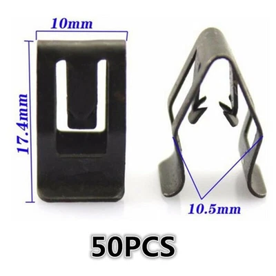 50x Metal Panel Clips 17mm Length Side Skirts Bumpers Interior Dashboard Trim - Imagem 1 de 4