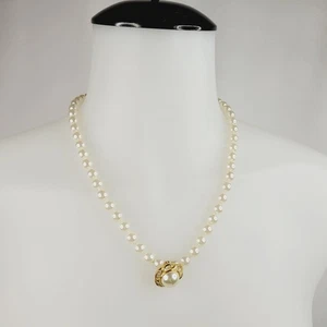 Vintage römische Perle Strass Verstärker auf Kunstperlen Modeschmuck Halskette - Bild 1 von 9