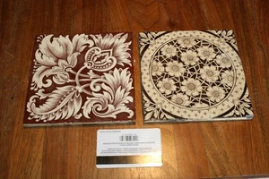 Antique 6 Inch Brown Floral Wall Tiles Nouveau - Picture 1 of 4
