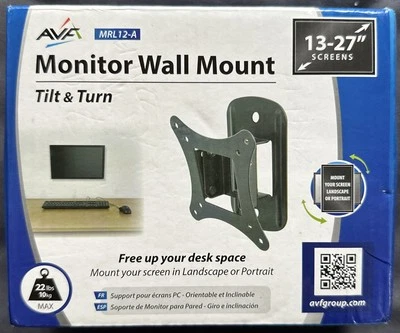 AVF MRL12 Tilt & Turn TV & Monitor Wall Bracket, up to 27" & 10kg - Image 1 of 3