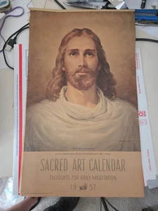 Vtg 1957 Sacred Art Hanging Calendar Jesus Thoughts for Daily Meditation - Picture 1 of 7