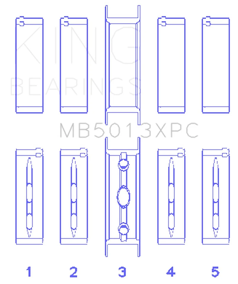 Комплект главных подшипников коленчатого вала двигателя King Engine Bearings Mb5013Xpc - Изображение 1 из 4