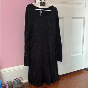 Wonder Nation Black Long Sleeve Dress Sparkle Size 10/12 Large - Picture 1 of 3
