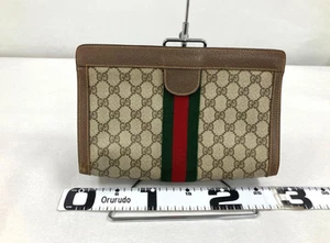 Vintage Gucci Sherry Line Clutch Bag PVC Leather Auth - Picture 1 of 16