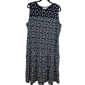 National Since 1952 Housedress Tiered Midi Dress L Blue Floral Muumuu Cotton - Picture 1 of 11