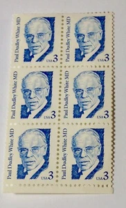 1986 Scott #2170 Paul Dudley White 3-cent stamp Block of 6 - Picture 1 of 1