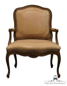 HENREDON FURNITURE French Provincial Studded Vinyl Accent Arm Chair - Picture 1 of 10