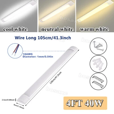 Lámpara de techo LED de 2 pies 3 pies 4 pies con tubo de listón luces de taller banco de trabajo garaje Foto 1 de 4