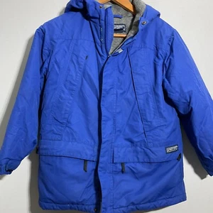 Land’s End Kids Winter Jacket Small 7-8 Blue Hoodie fleece lined - Picture 1 of 6