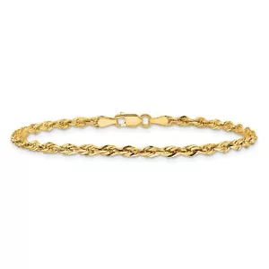 10k Yellow Gold 2.8mm Semi-Solid Rope Chain Ankle Bracelet - Picture 1 of 5
