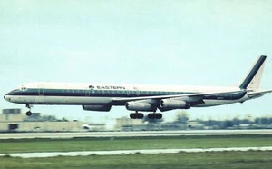 Airplane Eastern Airlines Douglas DC-8 Miami International Airport 1969 Postcard - Picture 1 of 2