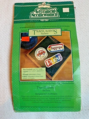 Vintage Greenfield Needlewomen "Travel Scents Sachets" Cross Stitch Kit #1904 - Image 1 of 2