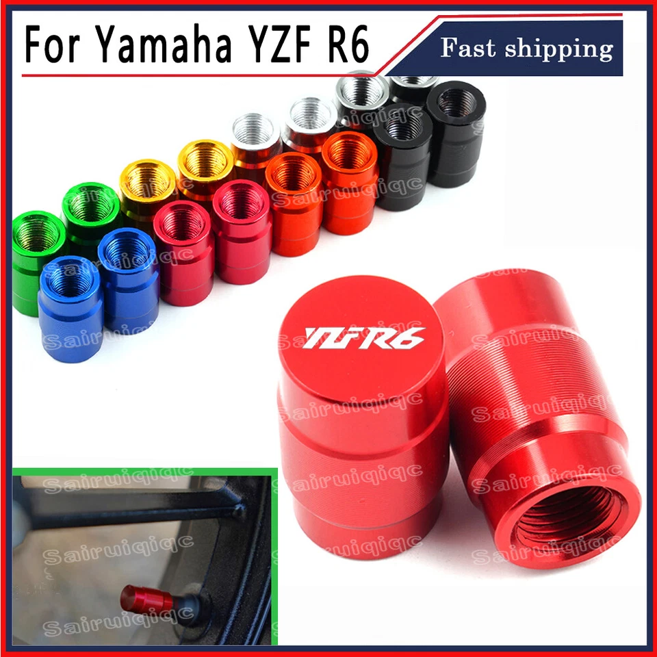 YZF R6 LOGO Wheel Tire Valve Stem Caps Cover Plug For Yamaha YZF R6 Motorcycle Foto 1 de 4