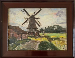 Painting oil painting landscape mill windmill Bernhard Huys Worpswede - Picture 1 of 11