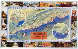 Mid-century Pictorial Map Shenandoah National Park Wall Art Poster Print Decor - Picture 1 of 2