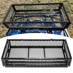 Powder Coated Universal For ATV Front Drop Cargo Basket Rack Storage Carrier Kit - Picture 1 of 24
